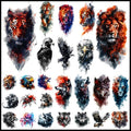Watercolor Wildlife Temporary Tattoos for Men, 25 Sheets