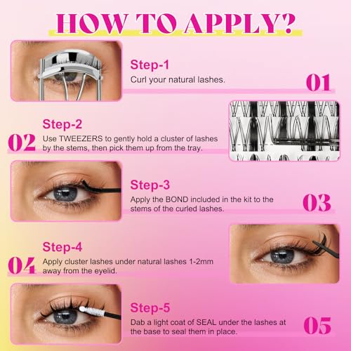 Manga Eyelash Clusters 144pcs D-Curl 8-16mm DIY