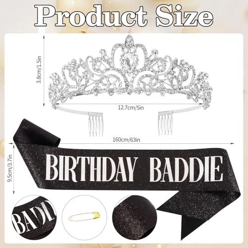 Hapdoo Style B Birthday Baddie Sash, Sunglasses & Crown Set for Women - Party Accessories