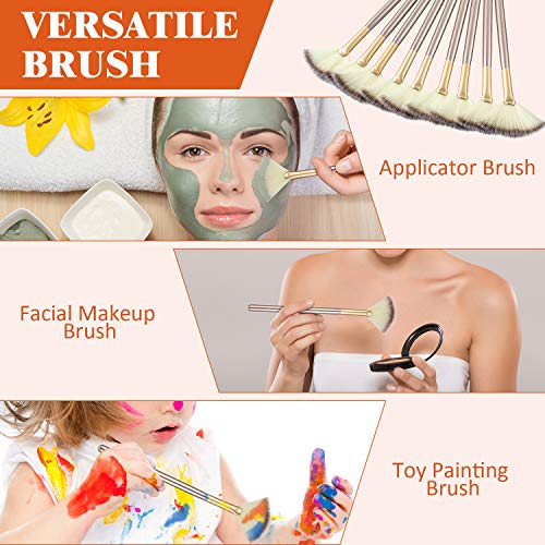 9-Piece Soft Facial Fan Brushes with Wooden Handles