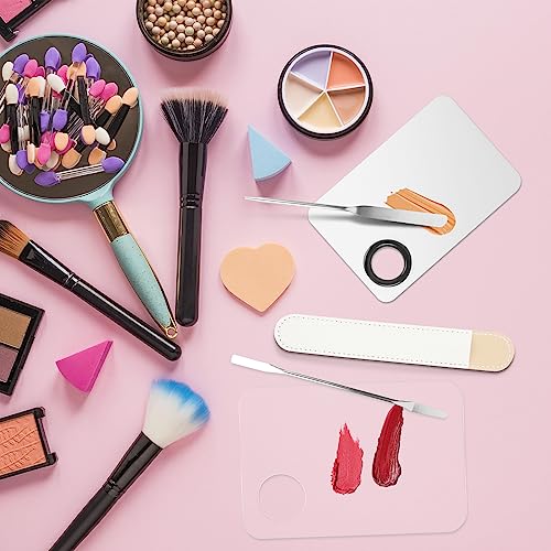 Transparent & Metal Makeup Spatula & Palette Set - 5pcs Korean Makeup Tools