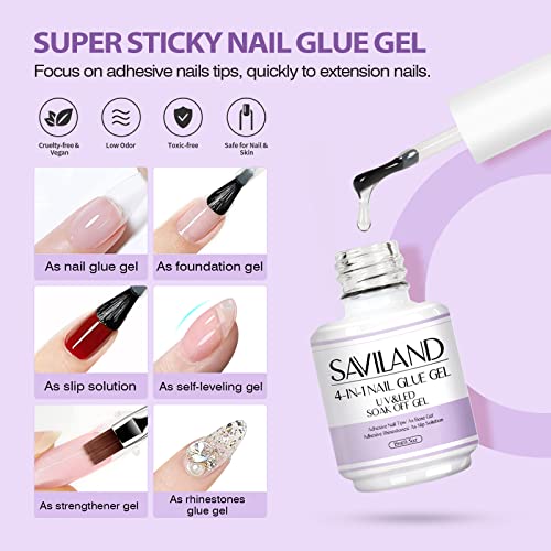 SAVILAND Long Coffin Soft Gel Nail Tips Kit with UV Lamp & Nail Tools - 13-Long Coffin