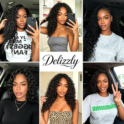 Delizzly 1B# 20 Inch 60g Water Wave Human Crochet Hair Extensions for Black Women