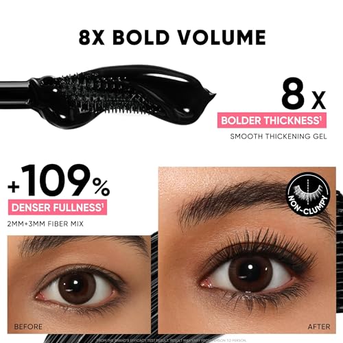 JUDYDOLL No-Drooping Volume Mascara Black, 40h Long-lasting, Smudge-Proof, Clump-Free, Waterproof Volumizing Mascara, Infused with Squalane, Strengthen and Protect Lashes