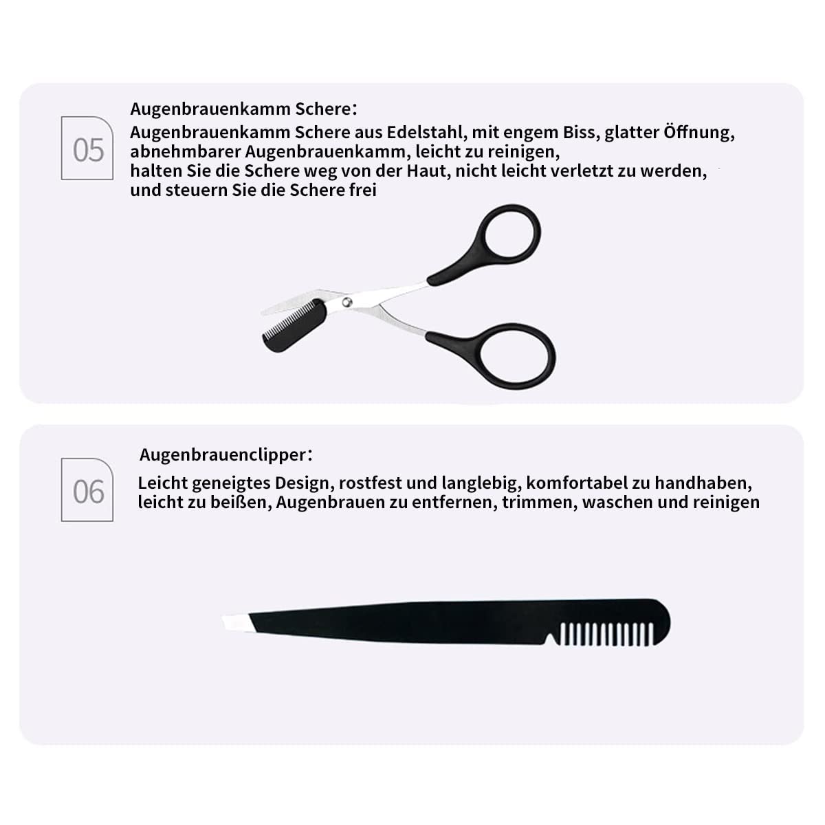 Eyebrow Grooming Kit - The Treatment Kit Includes: Tweezers, Brow Pencil, Comb, Razor, Brush, Scissors for Perfect Eyebrow Care