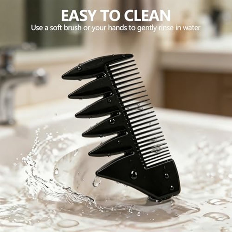 5-Piece Wide Tooth Comb Set for Men – Curly Hair
