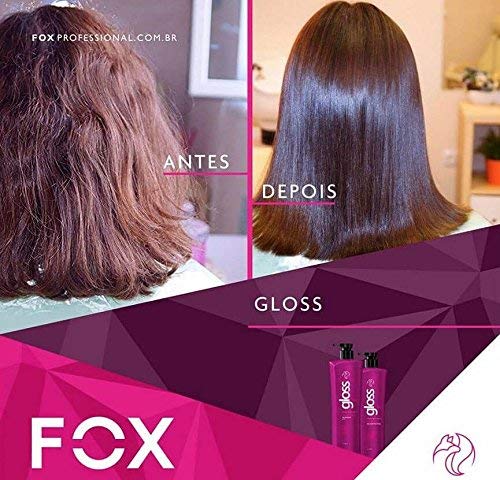 Fox Gloss Brazilian Keratin Treatment 2L | Progressive Brush | Straightening & Smoothing System | Volume Reducer | 100% Straight Hair | Frizz Free