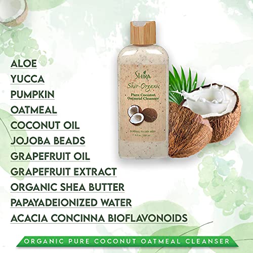 Shira Shir-Organic Pure Coconut Oatmeal Cleanser For Normal To Dry Skin Removes Dead Skin Cells And Provide Nourished Hydrated Soothing Skin.(200ml)