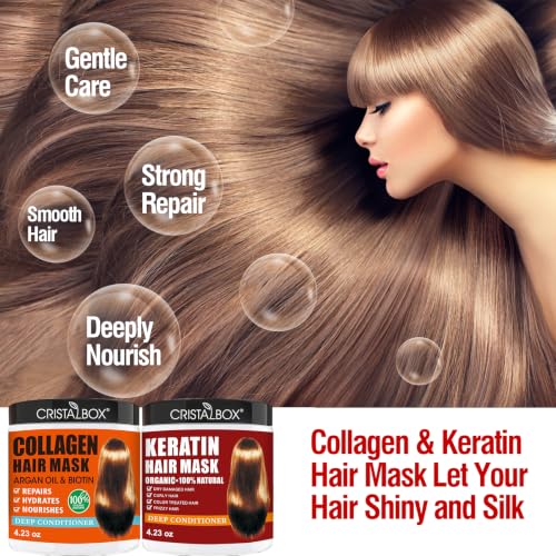 2-Pack Keratin & Collagen Hair Mask Treatment with Argan Oil
