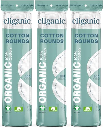 Cliganic Organic Cotton Rounds 300 Count Makeup Remover Pads