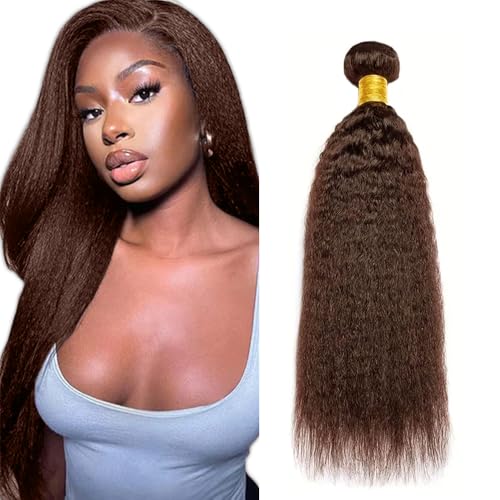 #4 Brown Yaki Straight Human Hair Bundle 14 Inch 50g