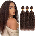 WuvuSnm Brown #4 Curly Human Hair Bundles 20-24 inch Wet & Wavy, 150g, Variation: Brown-#4JC