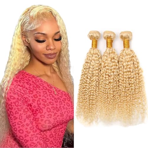 Blonde 613 Water Wave Hair Bundles 12 14 16 Inch 3pc