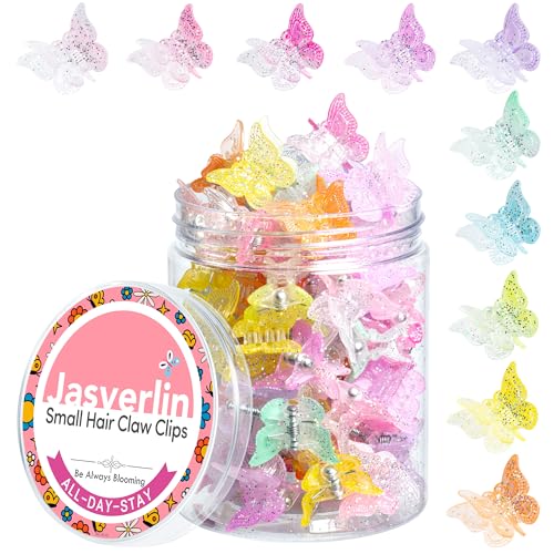 Butterfly Clips for Hair Glitter, Y2K Mini Cute Claw 50 Pcs