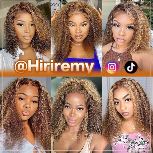 Curly Bob Wig Human Hair 13x4 HD Lace Front 4/27 Ombre