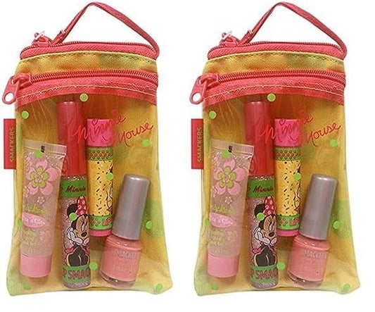 Lip Smackers Disney Minnie Mouse Lip, Face and Nail Collection in Cosmetics Bag Set, 4 Count (Pack of 2)