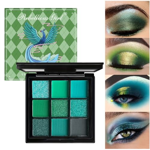 9 Colors Green Eyeshadow Palette - Waterproof Pigmented