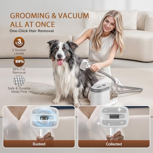 Dog Grooming Vacuum with Clipper & 5 Tools - Ozumek