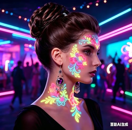 UV Glow Face Paint Crayons - 12 Pcs Fluorescent Makeup Kit