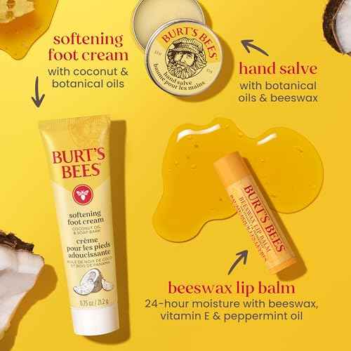 Burt's Bees Christmas Gifts - Essentials Everyday Set, 5 Travel Size Products for Stocking Stuffers - Deep Cleansing Cream, Hand Salve, Body Lotion, Foot Cream and Original Lip Balm