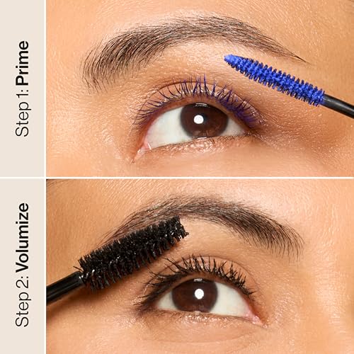 Honest Beauty 2-in-1 Extreme Volume Clean Mascara, Bold Lash Primer with Castor Oil, Maximum Curl, Vegan, Safe for Sensitive Eyes, Black, .27 fl oz