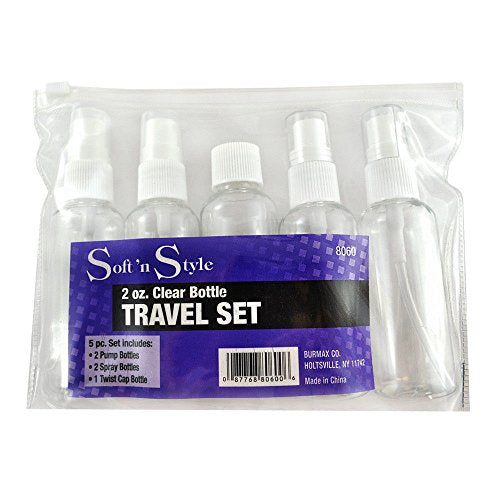 Soft 'N Style Clear Travel Bottle Set 2 oz Spray