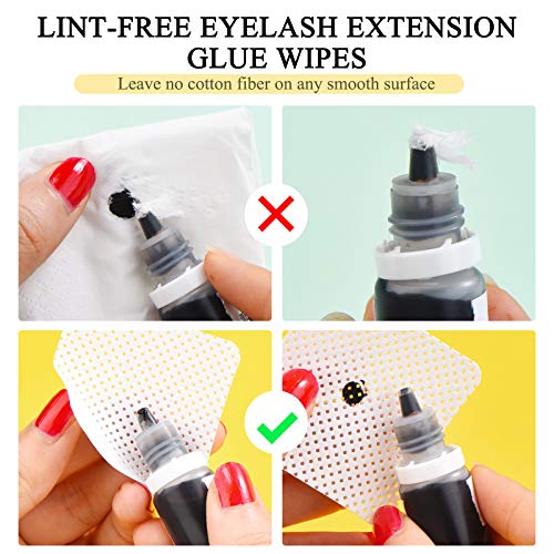 Maitys 1000 Pieces Eyelash Extension Glue Wipes Eyelash Glue Cleaner Non Woven Fabric Wipes Lash Supplies Accessories Tools for Extension Nail Polish Bottle(White)