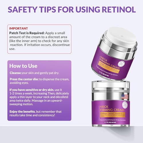 Neck Firming Cream, Wrinkle Cream for Women, Retinol Moisturizer with Collagen and Hyaluronic Acid for Neck, Face and D?collet?, 1.7?fl?oz.
