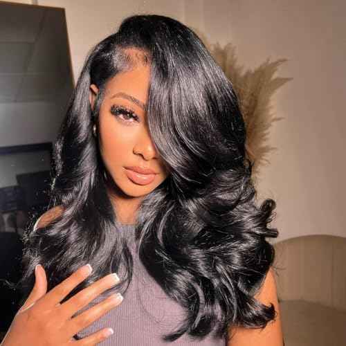 Wiggins 250 Density Body Wave Side Part Layered Wig Human Hair Ocean Wave Layered Cut Curtain Bangs Face-Framing Layercut 6x8 Glueless Wig Human Hair Pre Plucked Pre Cut 16 Inch