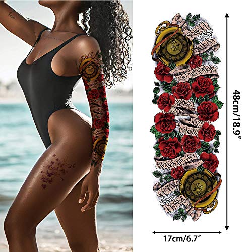 Aresvns Beautiful Spring Temporary Tattoo for Women and Girls (L19¡°xW7¡±),Full Arm Fake Tattoos Flowers for BBQ Pool Beach Party,Waterproof Temporary Tattoo Sleeves Christmas Gift