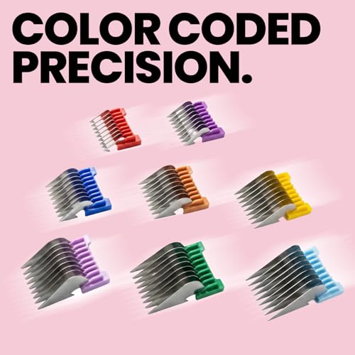 VALLNEI 8-Sized Stainless Steel Animal Grooming Comb Set for Wahl Clippers