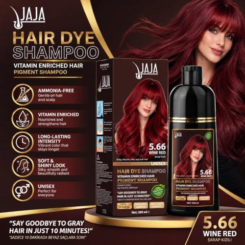 Jaja Hair Dye Shampoo - Wine Red, 3-in-1 Gray Coverage, 10.14 fl oz