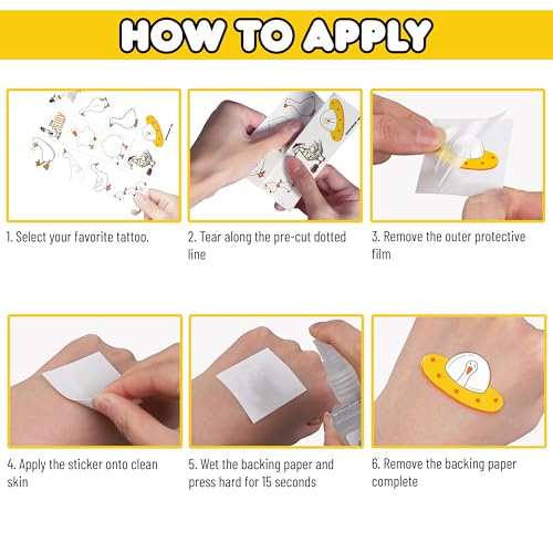 96 Silly Goose Temporary Tattoos for Kids, Waterproof