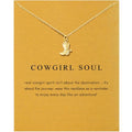 14K Gold Plated Cowgirl Boot Pendant Necklace for Women - Good Luck Charm