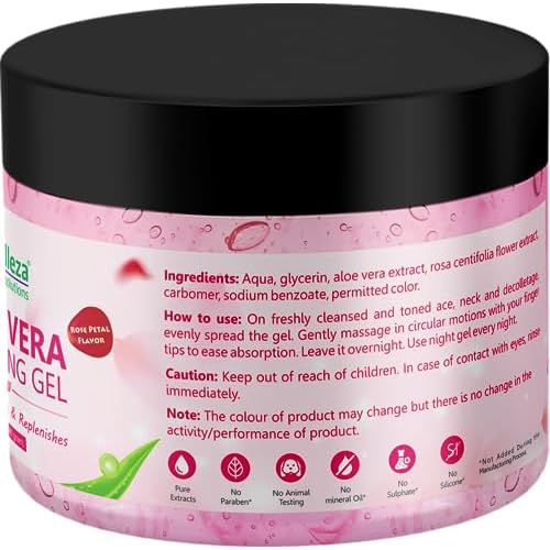 Aloe Vera Soothing Gel from freshly cut 100% Pure Aloe - Big 12oz - Vegan, Unscented - For Face, Skin, Hair, Sunburn relief (Hibiscus)
