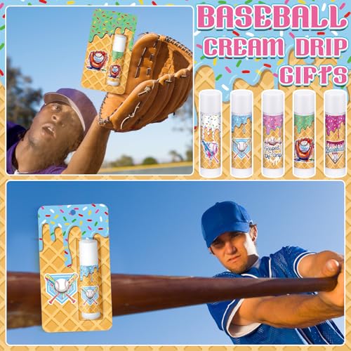 Loopeer 30 Pcs Valentine Ice Cream Drip Baseball Party Favors Gifts Decorations Bulk Ice Cream Drip Lip Balms Sports Baseballs Team Gifts Birthday Party Favors Inspirational Supplies for Teen Adults