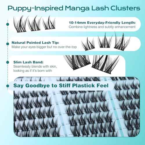 Manga Lash Clusters Kit Wispy Eyelash Clusters Spiky Lash Extension Kit 10-14mm Cluster Eyelash Extensions Anime Eyelashes Clusters C Curly Individual lashes with Bond and Seal, Tweezers by ALPHONSE