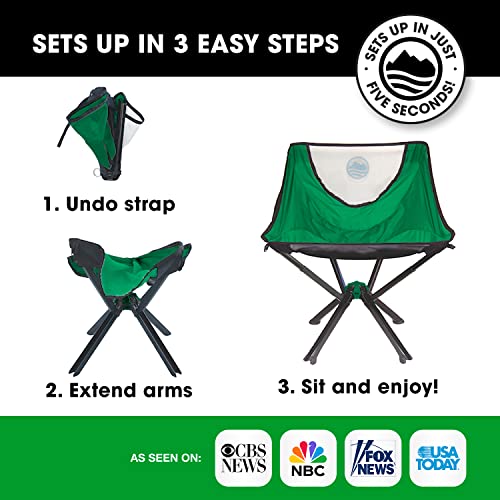 CLIQ Portable Chair - Lightweight Folding Chair for Camping - Supports 300 Lbs - Perfect for Outdoor Adventures - Moss Chair