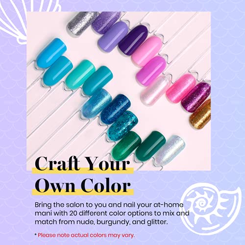 Beetles Summer Mermaid Gel Nail Polish Set, 20 Colors Blue Green Pink Purple Shimmery Glitter Summer Gel Polish Kit with Base Gel Top Coat Nail Art Brushes Soak off Uv Nail Gel Gift for Girls