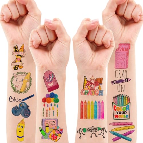 94 PCS Crayon Temporary Tattoos - Back to School Party Favors