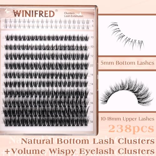 Wispy Lash Clusters with Bottom Lashes Eyelash Clusters C Curvature Cluster Eyelash Extensions 10-18mm Individual Lashes DIY Lashes Clusters Thick Volume by Winifred