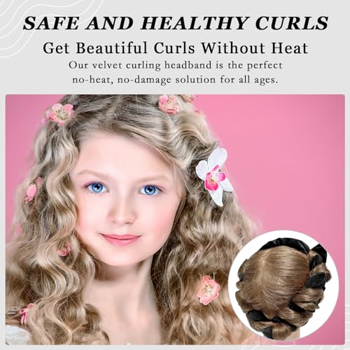 ZILAMPU Heatless Hair Curler Set - 70" Soft Velvet Overnight Curling Headband