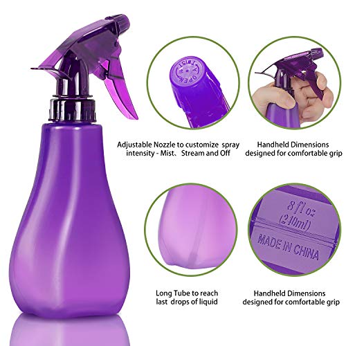 8 Oz Spray Bottles with Adjustable Nozzle - 4 Pack