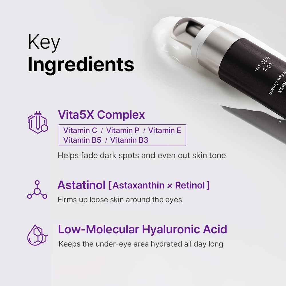 D'AMU Retinol Eye & Neck Cream – Brightening & Firming Cream for Dark Circles, Wrinkles & Pigmentation with Vita 5X, Astaxanthin & Spicule – Korean Skincare – 1.6 oz