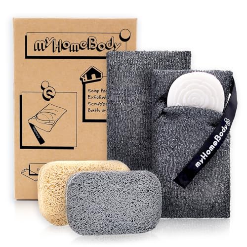 myHomeBody Exfoliating Soap Pocket, Graphite Gray (2-Pack with Pads)