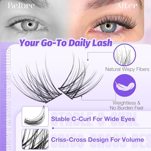 Wispy Lash Clusters Kit - 144pcs C Curved Extensions 10-16mm