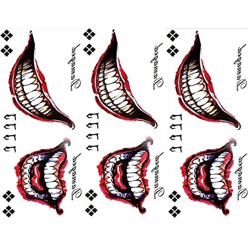 Men Tattoos, 3-Sheet Fake Big Mouth Cosplay Props for Adult Men Costume Halloween Masquerade Party