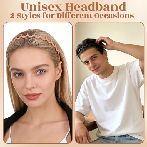 8-Piece Zigzag Headbands Set with Non-Slip Teeth - 90s Style