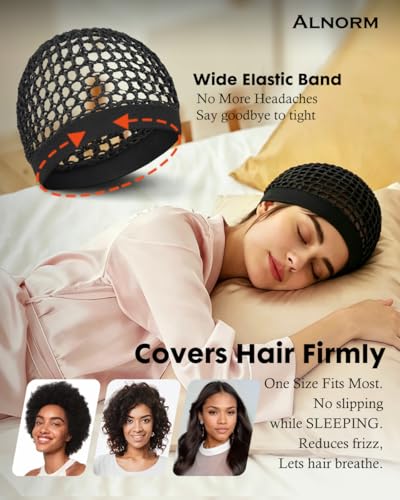 2 Pack Hair Nets for Sleeping - Silk Press Crochet Mesh Night Cap