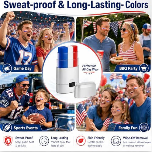 Red White Blue Eye Black Stick - Patriotic Face Paint